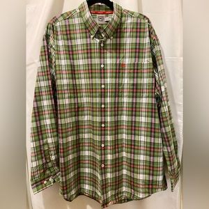 Cinch Western Green Black Plaid L/S Button Collar Embroidered Pocket Shirt Sz XL